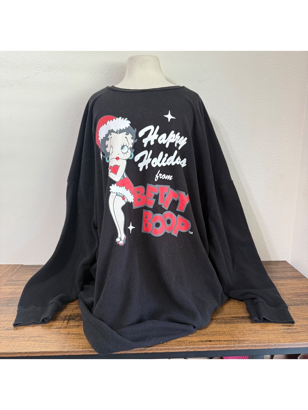 Betty Boop Happy Holidays Black Pullover Night Shirt Size 3X